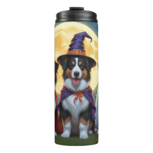 Rough Collie Dogs Pumpkin Halloween Funny Thermosbecher