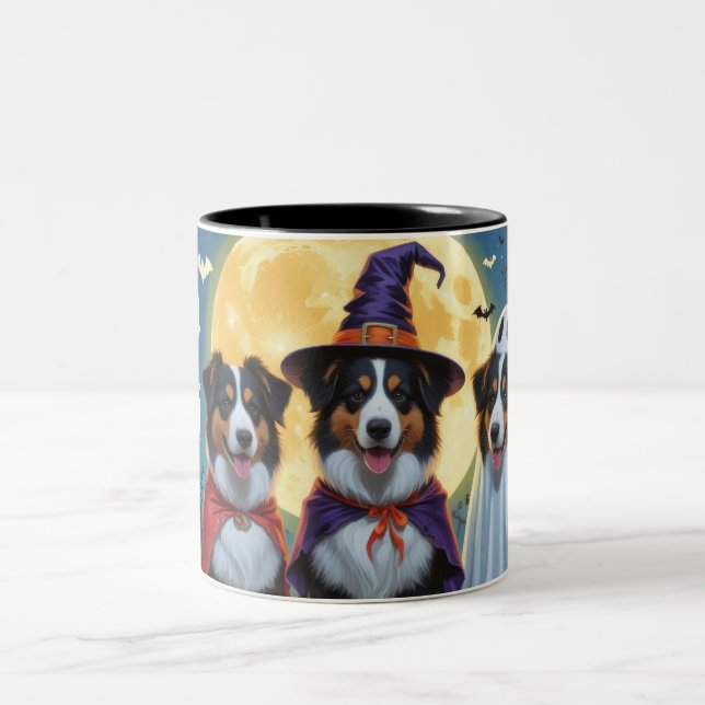 Rough Collie Dogs Pumpkin Halloween Funny Zweifarbige Tasse (Mittel)