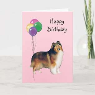 Rough Collie, Geburtsballons Karte