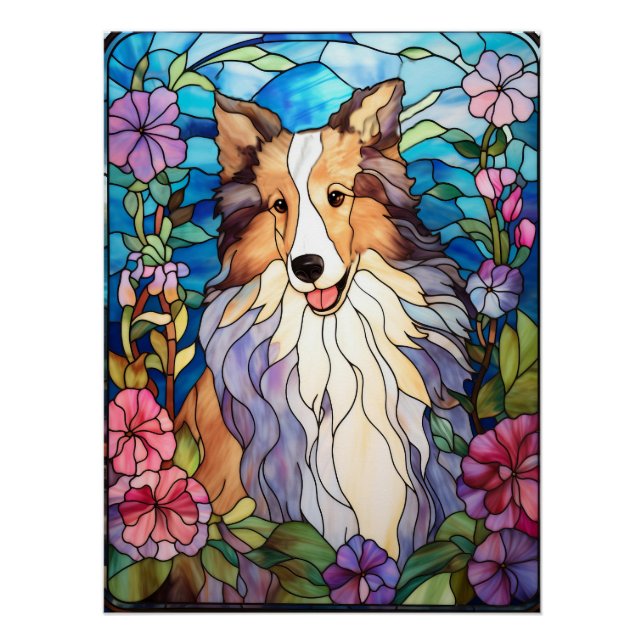Rough Collie Glass Window Poster (Vorderseite)