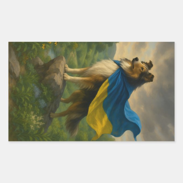 Rough Collie Held Rechteckiger Aufkleber (Vorderseite)