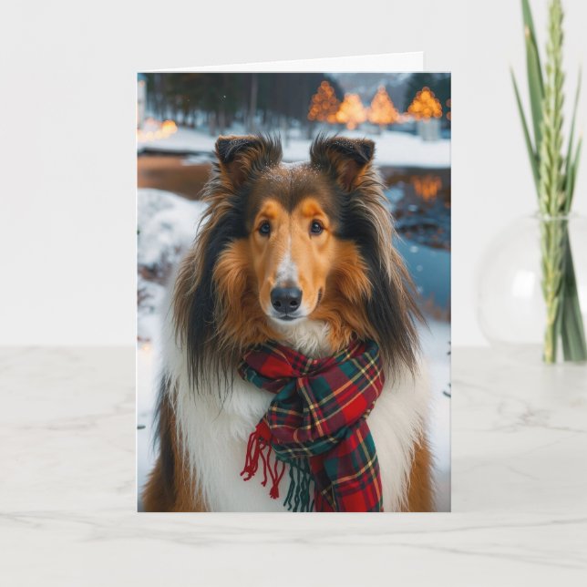 Rough Collie Holiday  Karte (Vorderseite)