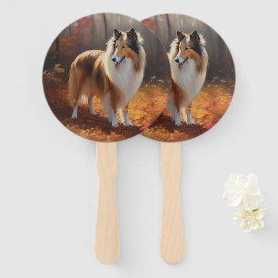 Rough Collie im Herbst Leaves Fall Inspiriert Fächer