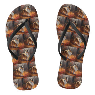 Rough Collie im Herbst Leaves Fall Inspiriert Flip Flops
