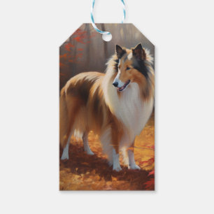 Rough Collie im Herbst Leaves Fall Inspiriert Geschenkanhänger