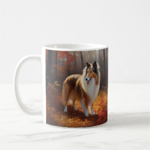 Rough Collie im Herbst Leaves Fall Inspiriert Kaffeetasse