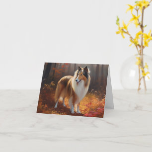 Rough Collie im Herbst Leaves Fall Inspiriert Karte