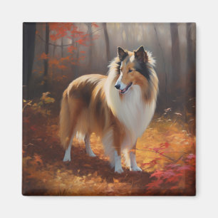 Rough Collie im Herbst Leaves Fall Inspiriert Magnet