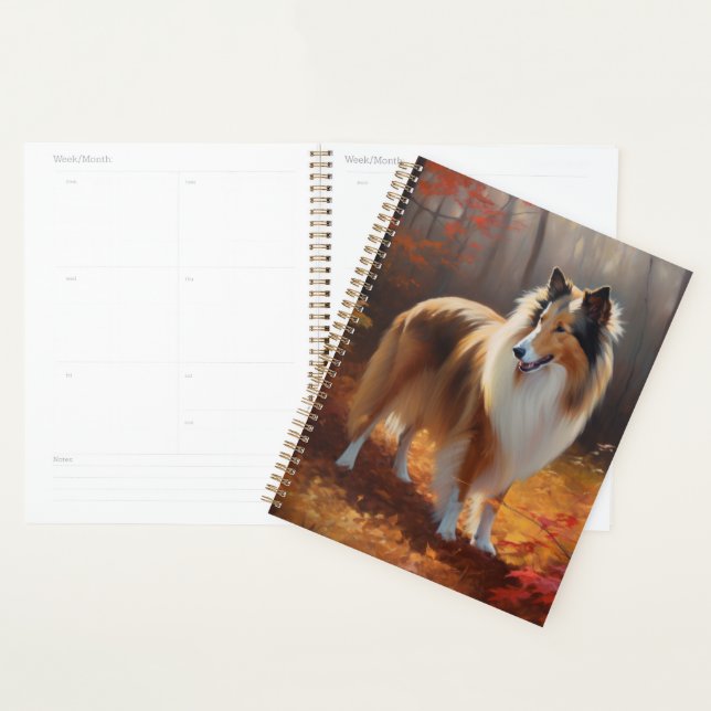 Rough Collie im Herbst Leaves Fall Inspiriert Planer (Anzeige)