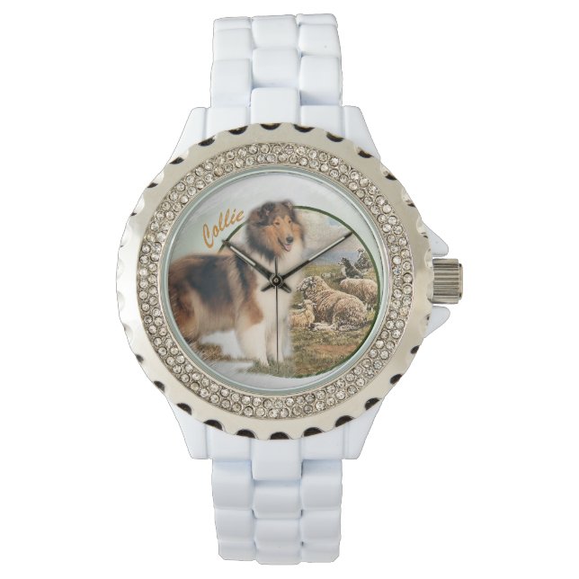 Rough Collie Keeper vom Schafe Armbanduhr (Vorderseite)