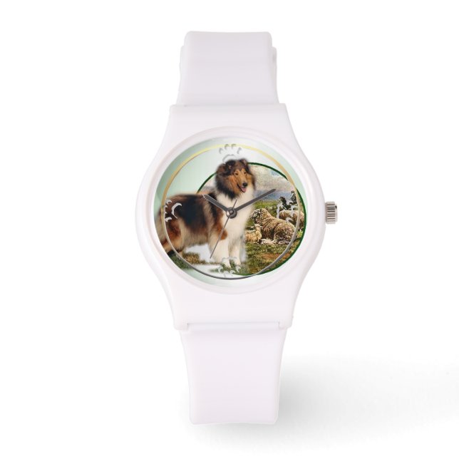 Rough Collie Keeper vom Schafe Armbanduhr (Vorderseite)