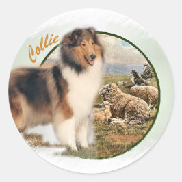 Rough Collie Keeper vom Schafe Runder Aufkleber
