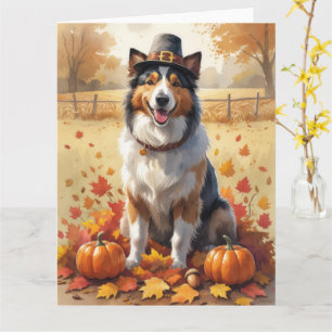 Rough Collie lässt Erntedank Art Karte