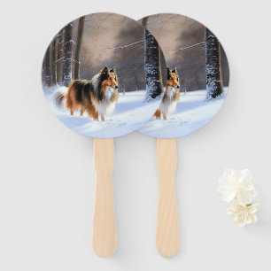Rough Collie Let It Snow Weihnachten Fächer