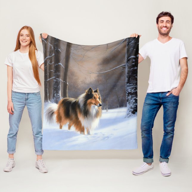 Rough Collie Let It Snow Weihnachten Fleecedecke (Beispiel)