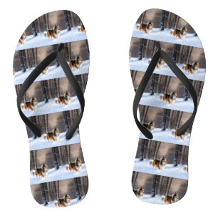 Rough Collie Let It Snow Weihnachten Flip Flops