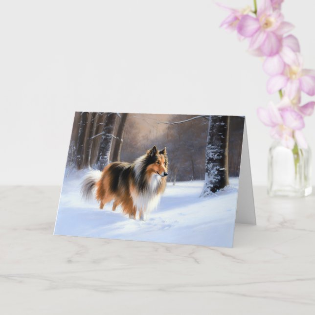 Rough Collie Let It Snow Weihnachten Karte (Orchidee)
