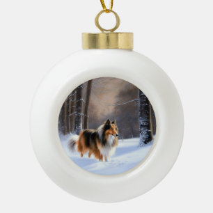 Rough Collie Let It Snow Weihnachten Keramik Kugel-Ornament