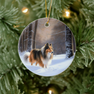Rough Collie Let It Snow Weihnachten Keramik Ornament