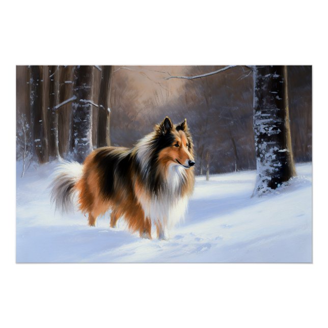 Rough Collie Let It Snow Weihnachten Poster (Vorderseite)