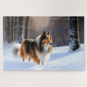 Rough Collie Let It Snow Weihnachten Puzzle