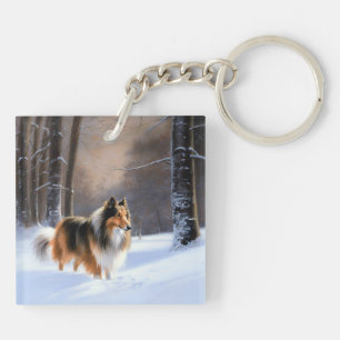 Rough Collie Let It Snow Weihnachten Schlüsselanhänger