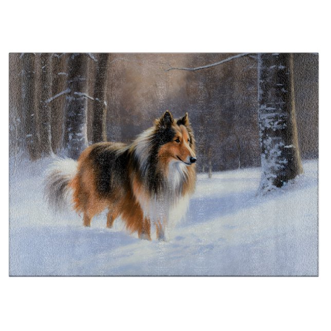 Rough Collie Let It Snow Weihnachten Schneidebrett (Vorderseite)