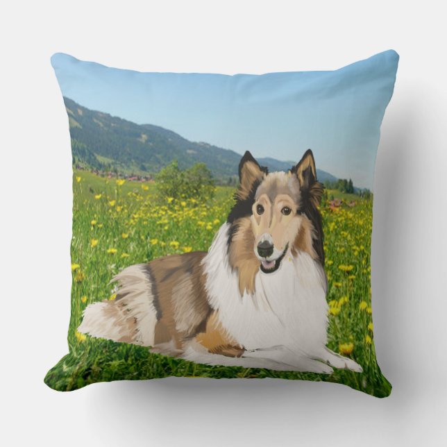 Rough Collie, Long Hair Collie Kissen (Vorderseite)