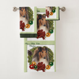 Rough Collie Lovers Weihnachten Badhandtuch Set