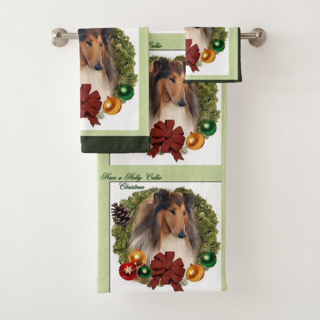 Rough Collie Lovers Weihnachten Badhandtuch Set (Insitu)