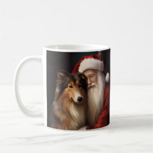 Rough Collie mit dem Weihnachtsmann Feierliche Wei Kaffeetasse