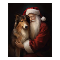 Rough Collie mit dem Weihnachtsmann Feierliche Wei