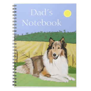 Rough Collie mit Feldern Notebook Notizblock