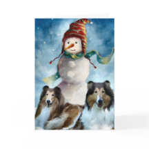 Rough Collie mit Snowman Christmas