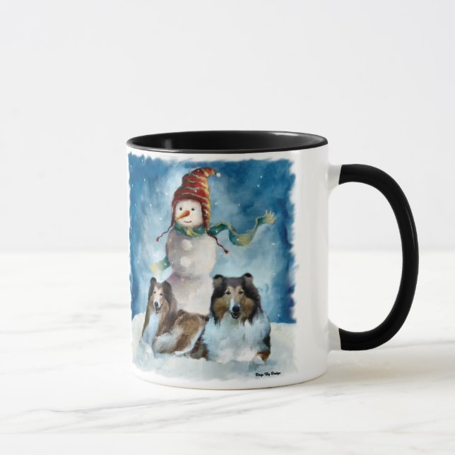 Rough Collie mit Snowman Christmas Tasse (Rechts)