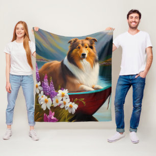 Rough Collie on a Paddle: Ein Landschaftliches Abe Fleecedecke