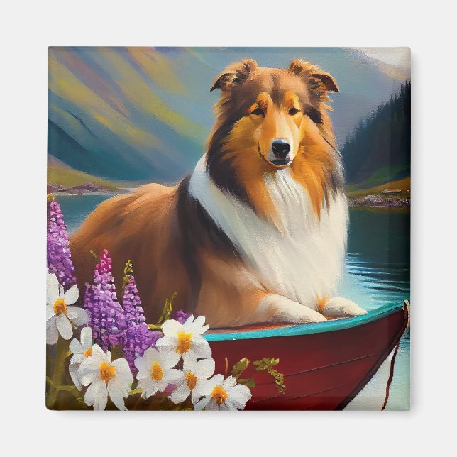 Rough Collie on a Paddle: Ein Landschaftliches Abe Magnet (Vorne)