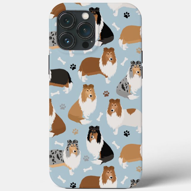 Rough Collie Paws and Bones Case-Mate iPhone Case (Rückseite)