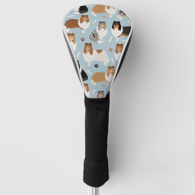 Rough Collie Paws and Bones Golf Headcover (Vorderseite)
