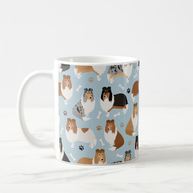 Rough Collie Paws and Bones Kaffeetasse (Links)