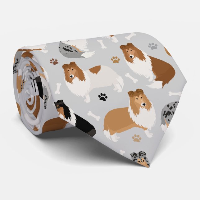 Rough Collie Paws and Bones Krawatte (Gerollt)