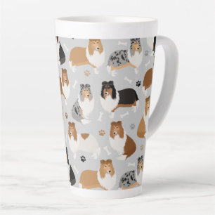 Rough Collie Paws and Bones Latte Tasse