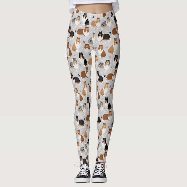 Rough Collie Paws and Bones Leggings (Vorderseite)