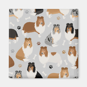 Rough Collie Paws and Bones Magnet