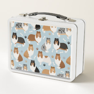 Rough Collie Paws and Bones Metall Brotdose