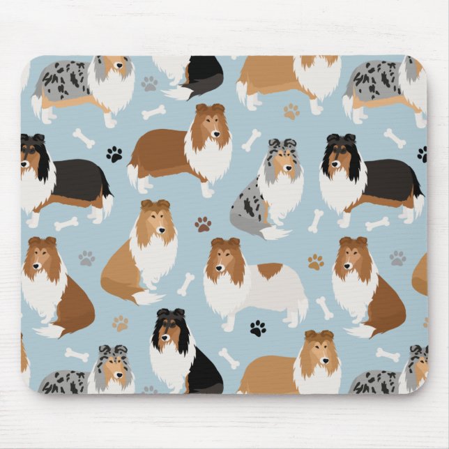 Rough Collie Paws and Bones Mousepad (Vorne)