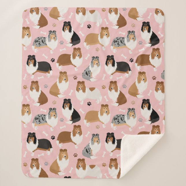 Rough Collie Paws and Bones Sherpa Blanket Sherpadecke (Vorderseite)