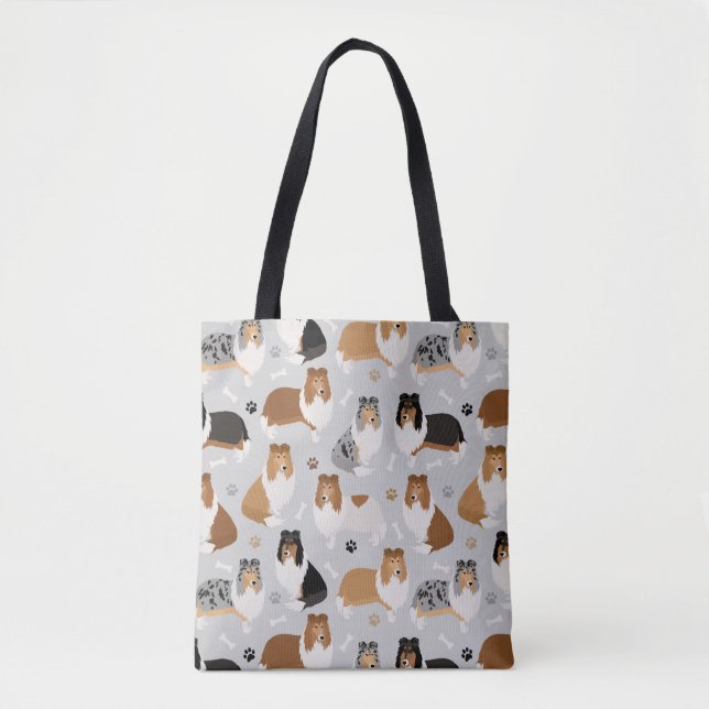 Rough Collie Paws and Bones Tote Bag (Vorderseite)