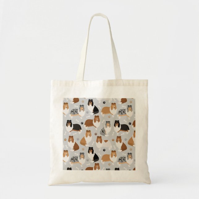 Rough Collie Paws and Bones Tote Bag Tragetasche (Vorne)