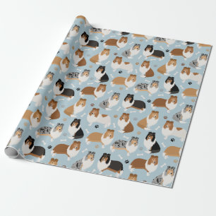 Rough Collie Paws and Bones Wrapping Paper Geschenkpapier